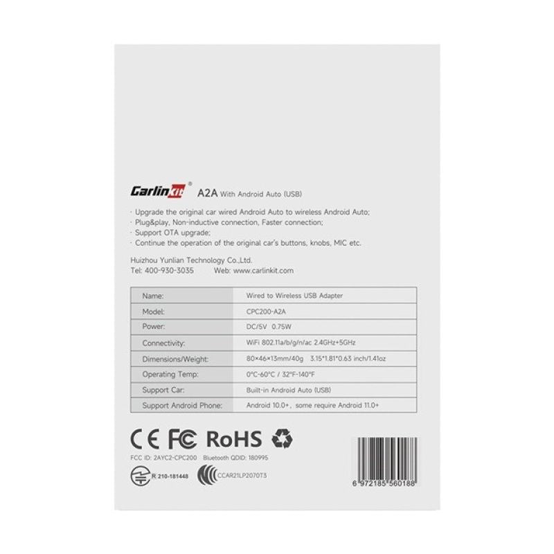 CARLINKIT A2A Adapter Wireless Android Auto Black Kable i adaptery/Adaptery, przejściówki Your Sports Performance