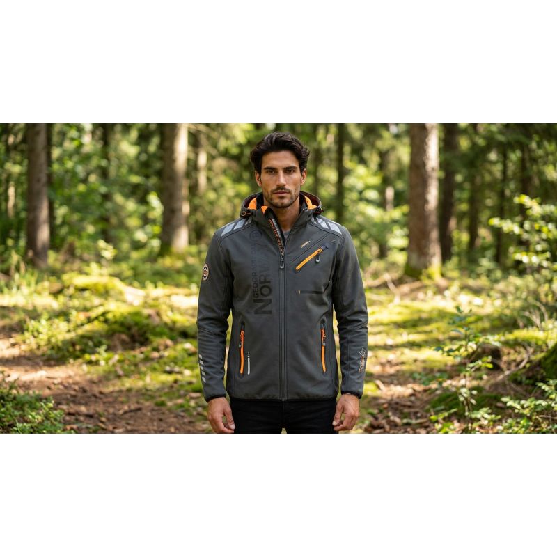 Men’s Softshell Jacket Geographical Norway ROYAUTE DGREY-ORANGE GTX MEN 068 (WW4643H/GN-DARK GREY / ORANGE)