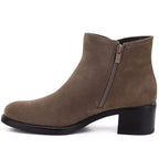 Women's leather ankle boots with a block heel, beige Sergio Leone BT-52-S