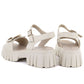 Women's leather sandals on a platform with decoration, beige Vinceza 26-79611 Vinceza