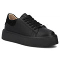 Women's leather platform sneakers, black, Filippo DP6119