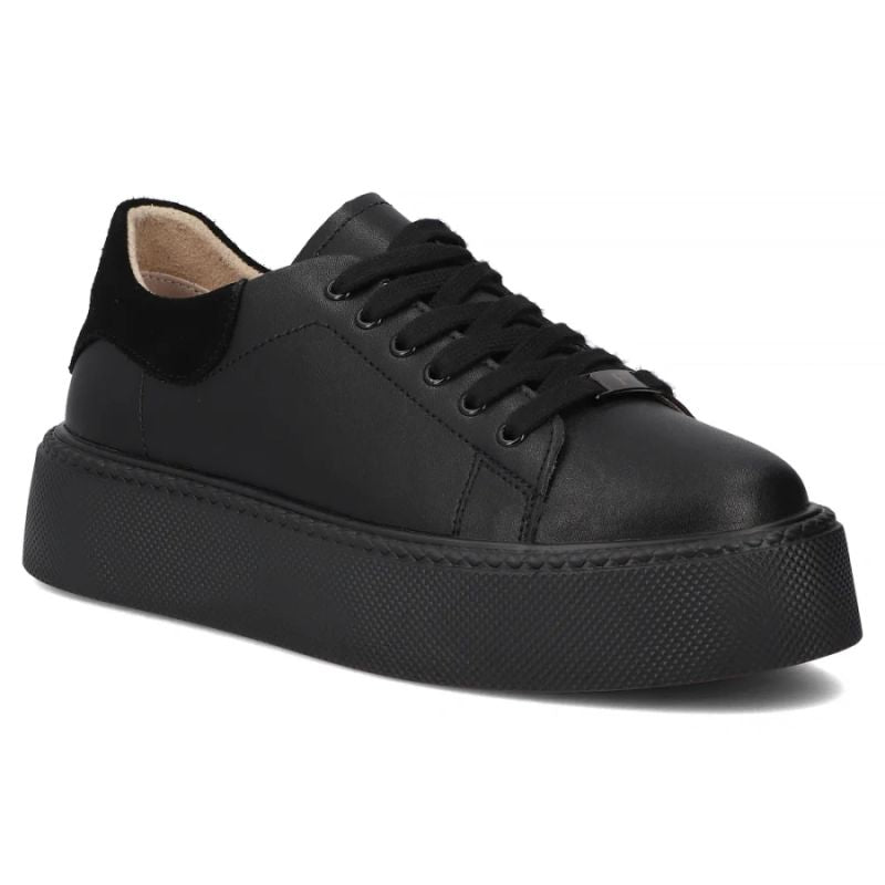 Women's leather platform sneakers, black, Filippo DP6119
