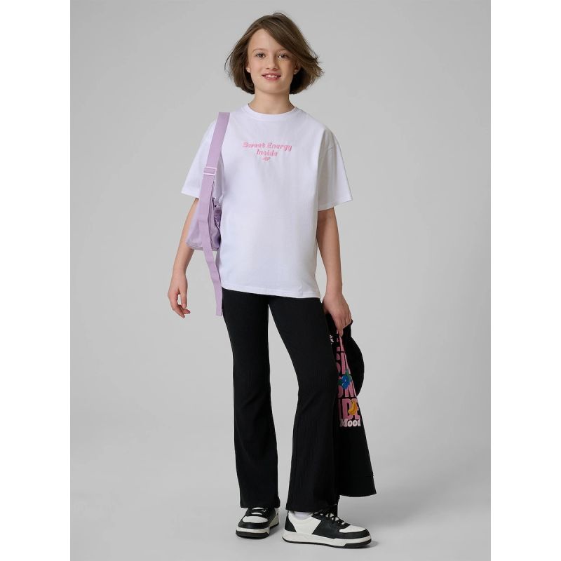 Girls' loose T-shirt with print 4F 4FJRSS26TTSHF3825-10S 4f