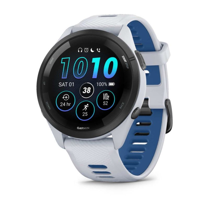 Garmin Forerunner 265 46mm Black Bezel with Whitestone Case White and Blue Akcesoria sportowe i turystyczne/Zegarki sportowe Your Sports Performance