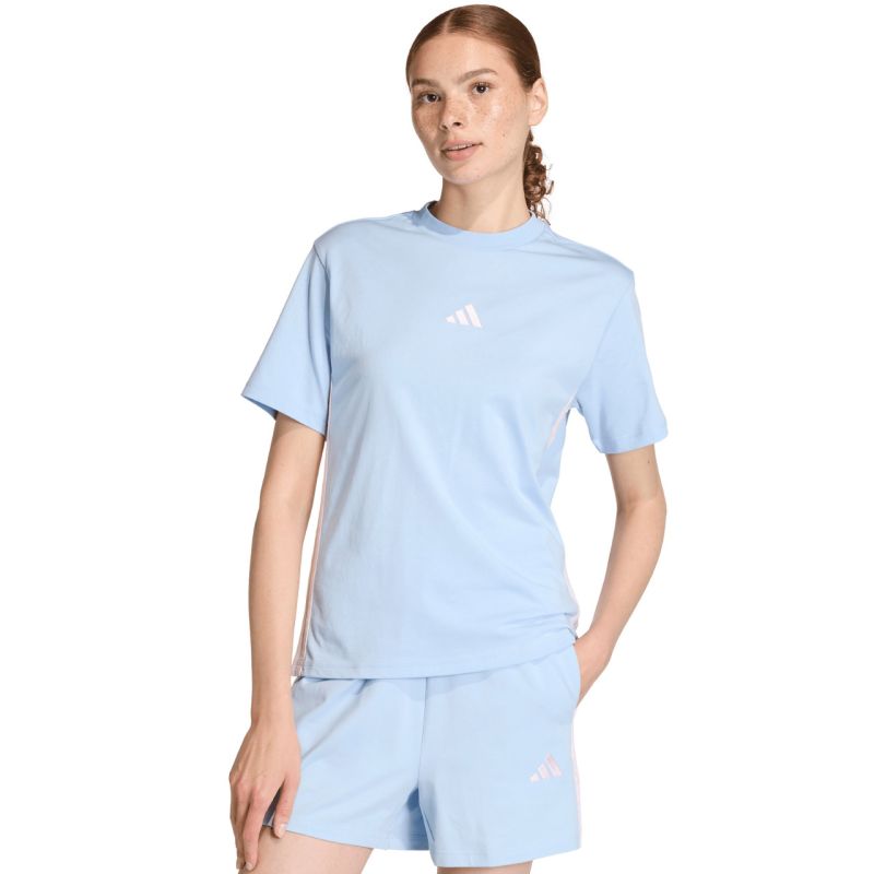 Women's adidas Essentials 3-Stripes Cotton T-shirt, light blue KB7119
