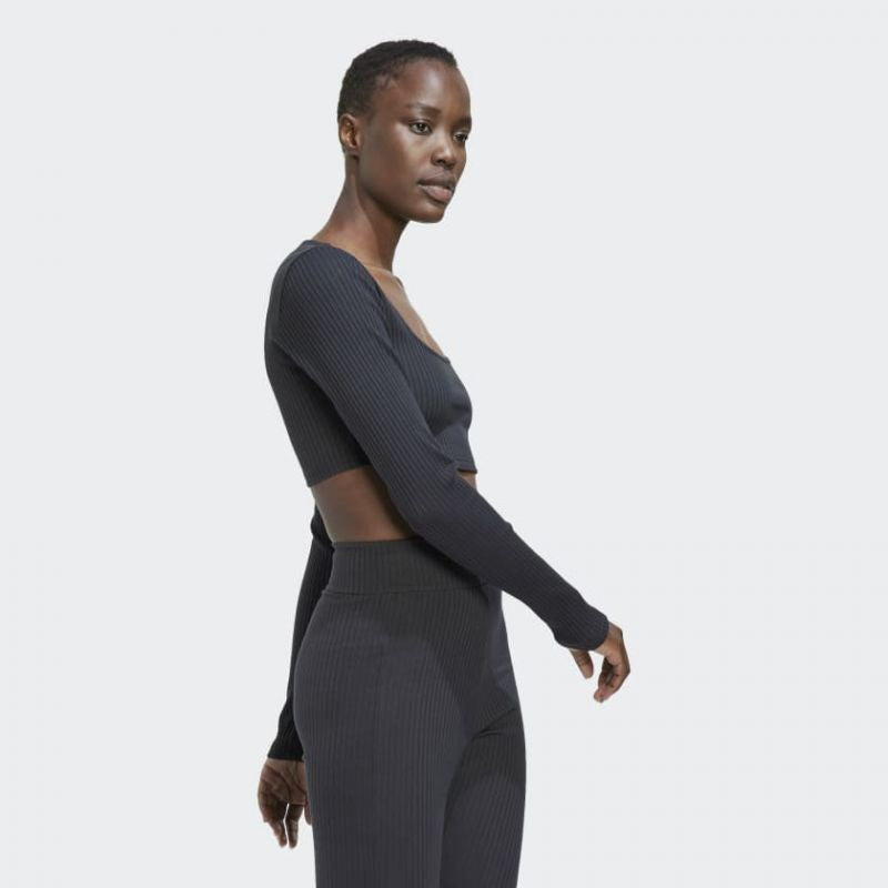 Adidas Studio Lounge Ribbed Cropped Long Sleeve Tee W HH8502 Clothing/Lifestyle/T-shirts Adidas