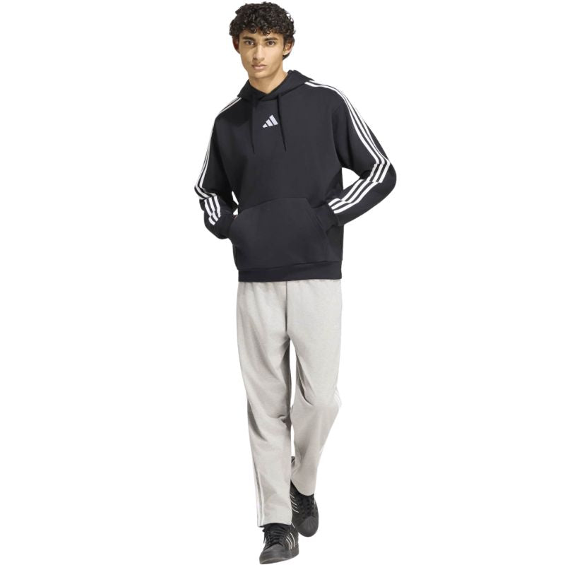 Men's adidas Essentials 3-Stripes Fleece Hoodie Black KY6602