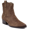 Women’s Dark Beige Suede Cowboy Ankle Boots Vinceza 58687