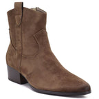 Women’s Dark Beige Suede Cowboy Ankle Boots Vinceza 58687