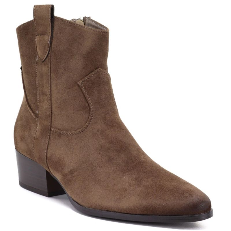 Women’s Dark Beige Suede Cowboy Ankle Boots Vinceza 58687