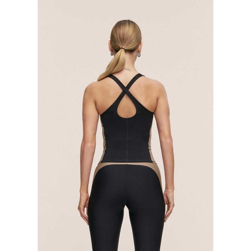 CASALL Women's Shaped Block Built in Bra Tank Black