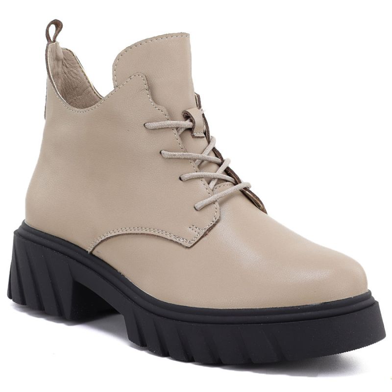 Women's beige leather ankle boots on the platform M.Daszyński SFY2502-11ac