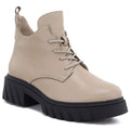 Women's beige leather ankle boots on the platform M.Daszyński SFY2502-11ac