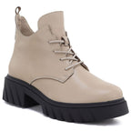 Women's beige leather ankle boots on the platform M.Daszyński SFY2502-11ac