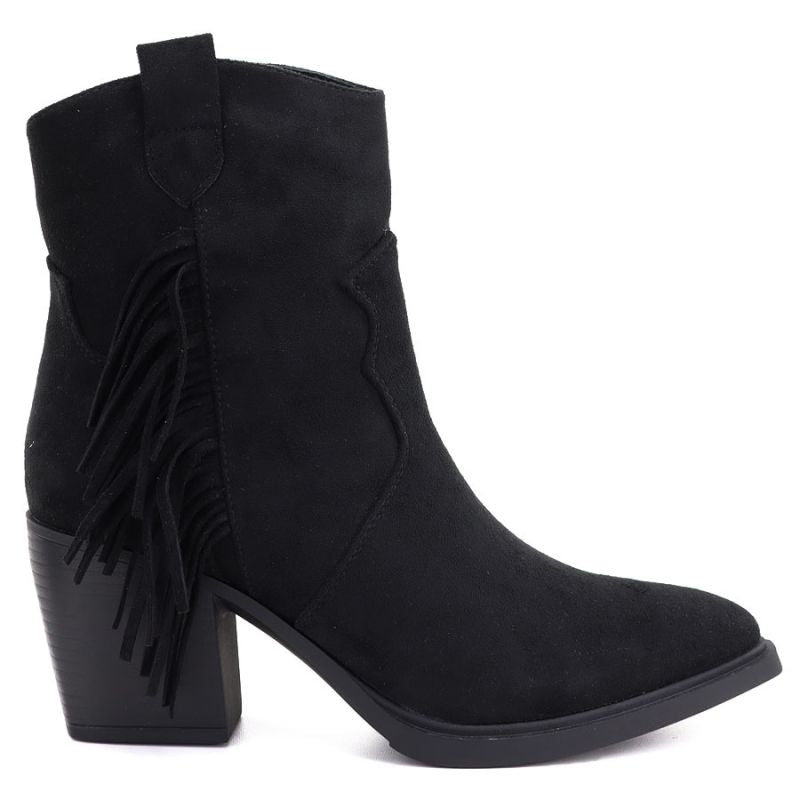 Women's insulated cowboy boots with fringes, black M.Daszyński MR2520-1