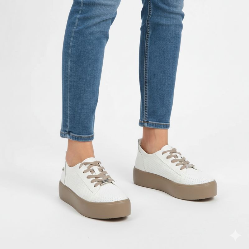 Women's leather sports shoes, white creepers, Filippo DP6116 To be categorized Your Sports Performance