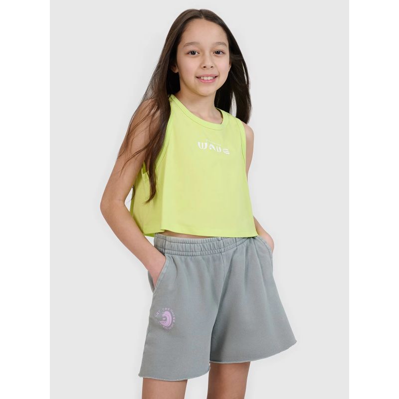 Girls' oversize printed crop top 4F 4FJWSS25TSLEF112-45S *Kategoria tymczasowa Your Sports Performance