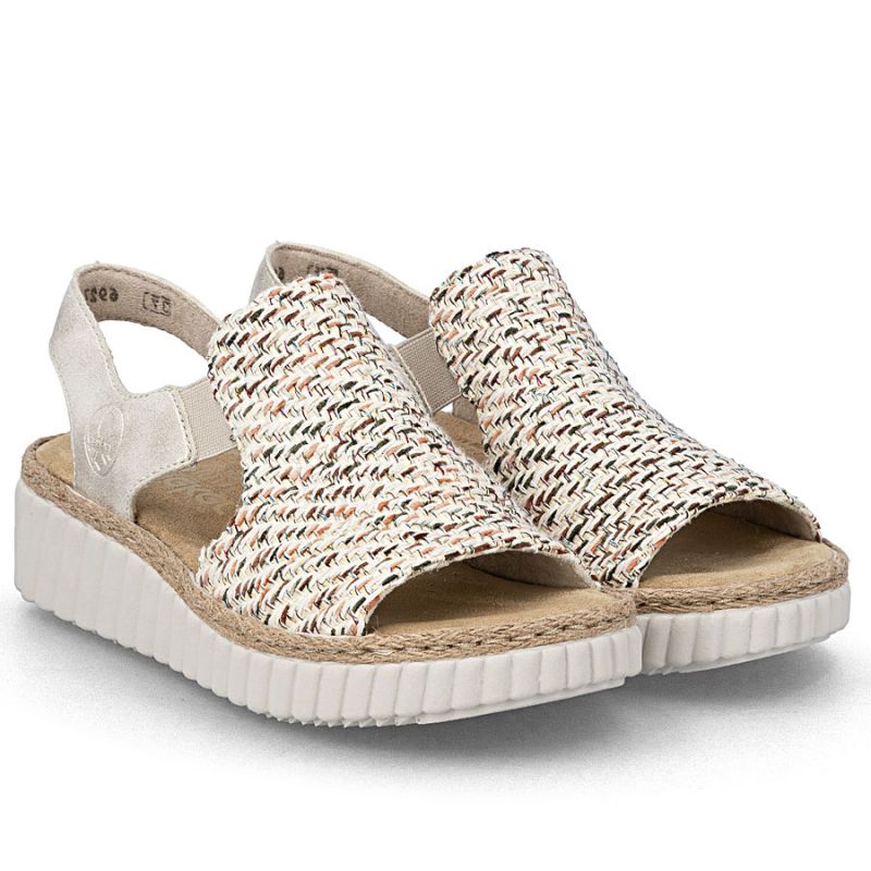Women's beige woven platform sandals Rieker 69276-60 Rieker