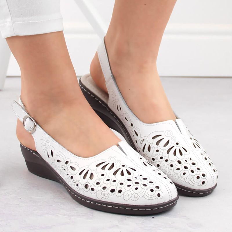Comfortable women's leather sandals with openwork white T.Sokolski L26-27 T.Sokolski