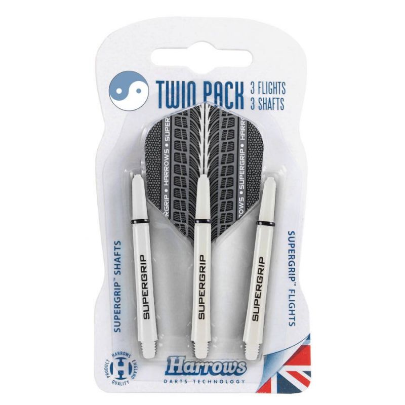 Harrows Twin Pack Supergrip shafts + Supergrip flights (white) In preparation Your Sports Performance