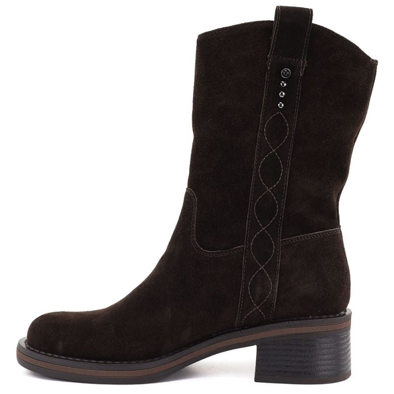 Women's leather ankle boots, cowboy boots, suede, chocolate, Big Star UU274607
