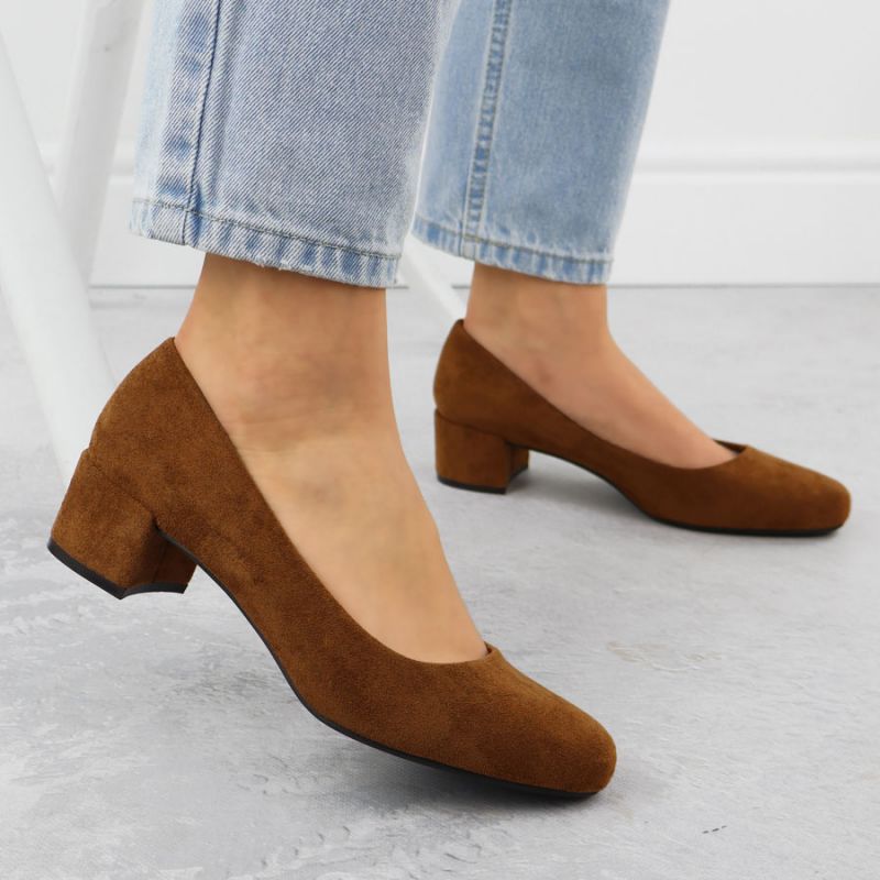 Sergio Leone PB291 camel suede block heel pumps Footwear Your Sports Performance