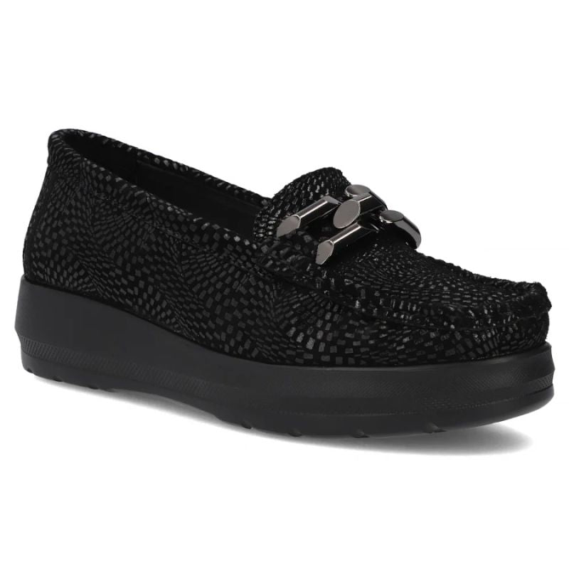 Women's leather platform loafers, black, Filippo DP7652 Filippo
