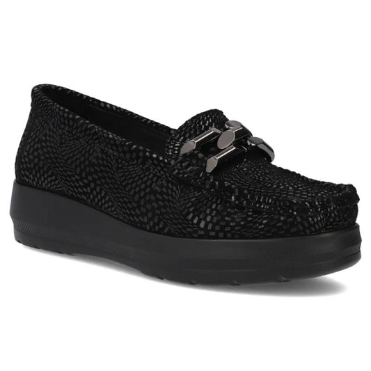 Women's leather platform loafers, black, Filippo DP7652 Filippo