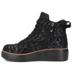 Women's leather ankle boots with wedges and flowers, black Filippo DBT6452