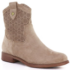 Women's openwork cowboy boots, suede, beige, S.Barski HY61-8025 To be categorized Your Sports Performance