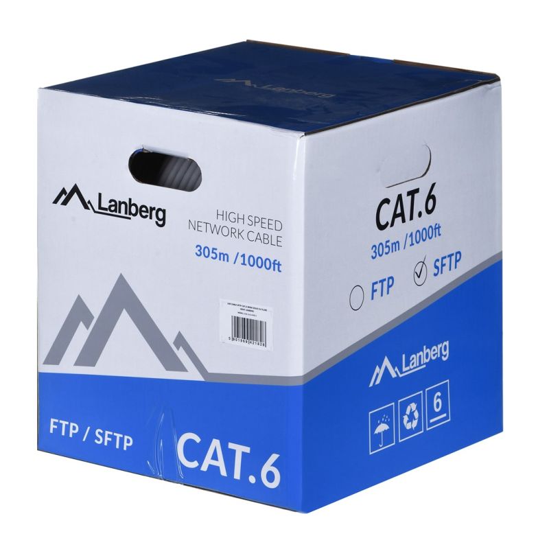 Lanberg LCS6-11CU-0305-S network cable (S/FTP; 305m; cat. 6; gray) Kable, gniazda i wtyki/Kable sieciowe Your Sports Performance