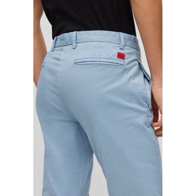 Hugo Boss men's slim-fit trousers in stretch cotton gabardine, light blue (50468314-451) In preparation Your Sports Performance