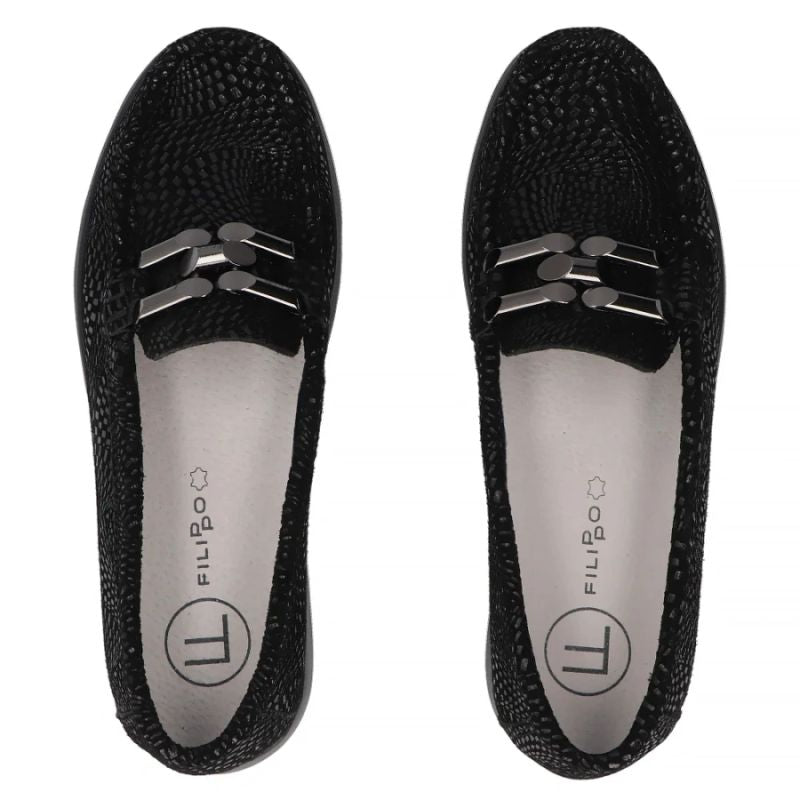 Women's leather platform loafers, black, Filippo DP7652 Filippo