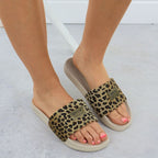 Women's leopard print beach flip-flops for the pool, beige SS274715 Footwear Your Sports Performance