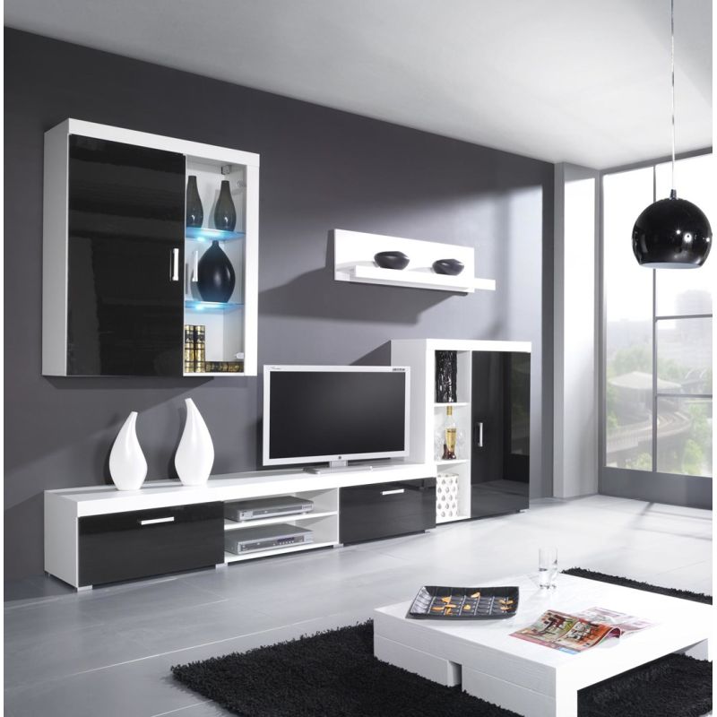 SAMBA hanging display cabinet (Unit 4) white/black gloss Bufety i witryny/Bufety i witryny na drewnianej podstawie Your Sports Performance