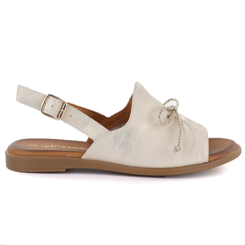 Women's leather sandals with a bow, gold, Cambell 26-19387 Cambell