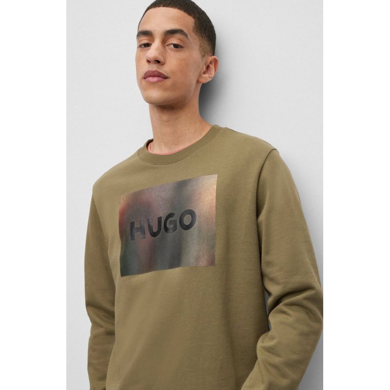 Hugo Boss men's cotton jersey sweatshirt with print, green (50488906-345) In preparation Your Sports Performance