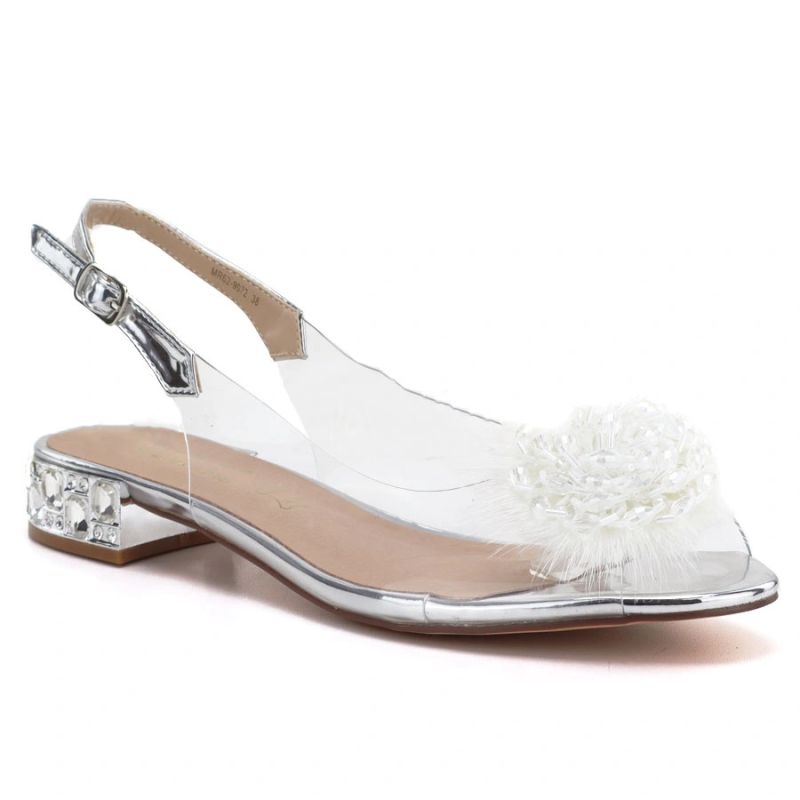Transparent women’s sandals with silver embellishment D&A MR62-9072