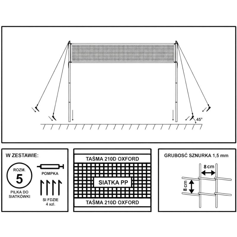 VOLLEYBALL SET DELUXE 570x55x230CM 5IN1 ENERO Sport/Siatkówka/Siatki I Słupki Your Sports Performance