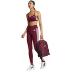 Women's adidas Optime Essentials Workout 3-Stripes 7/8 Burgundy Leggings KT3772