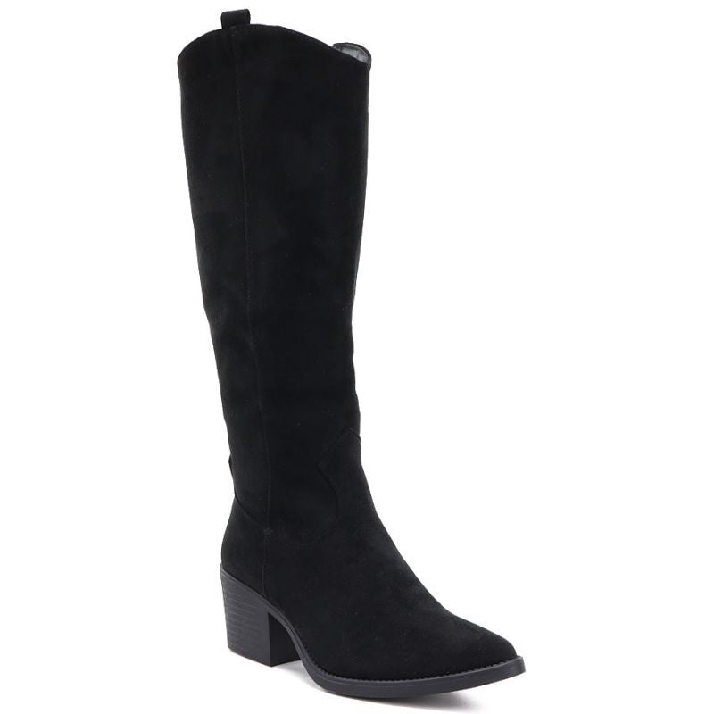 Black suede cowboy boots with a block heel M.Daszyński SA261-6