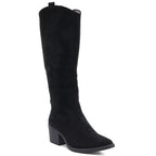 Black suede cowboy boots with a block heel M.Daszyński SA261-6