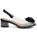 Black transparent sandals with a decorative heel D&A MR62-9100