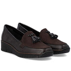 Rieker 53771-25 women's leather wedge shoes, comfortable brown