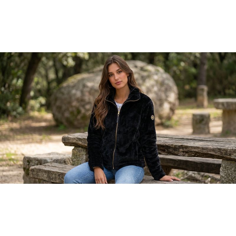 Geographical Norway TOFURE BLACK DB LADY 0124 Women's Fleece Jacket (WZ8142F/GN-BLACK)