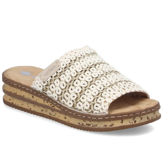 Women's beige wedge sandals Rieker 629X8-60 Rieker