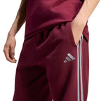 Men's adidas Essentials 3-Stripes Fleece Tapered Cuffed Pants Burgundy KY4134