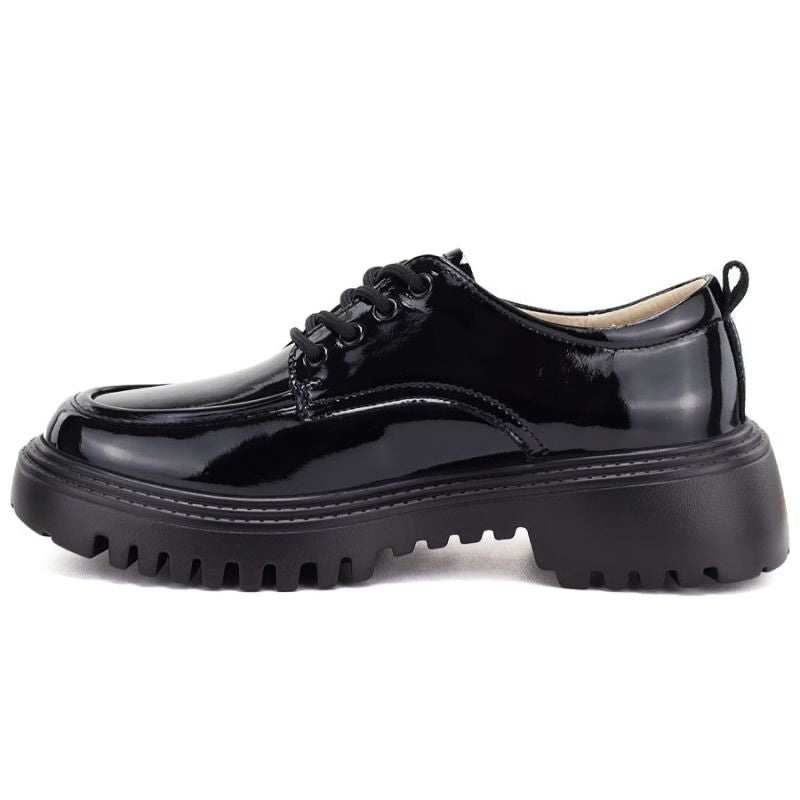 Women's grunge patent leather shoes in black Artiker 59C1128