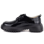Women's grunge patent leather shoes in black Artiker 59C1128