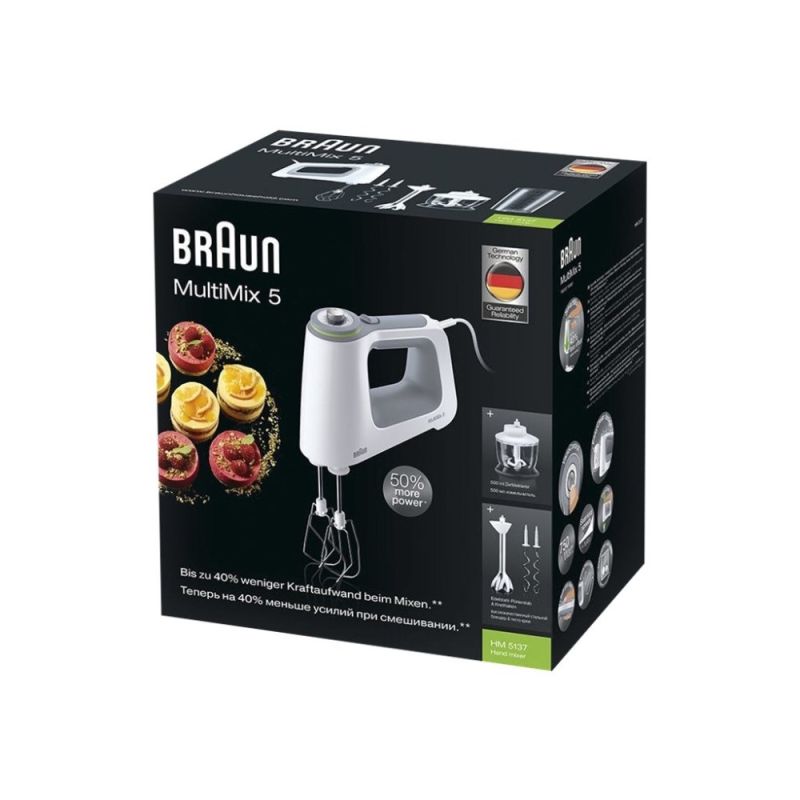 BRAUN MultiMix 5 Hand Mixer HM 5137WH, 750W, SmartMix, White AGD - Produkty/Miksery / Blendery Your Sports Performance
